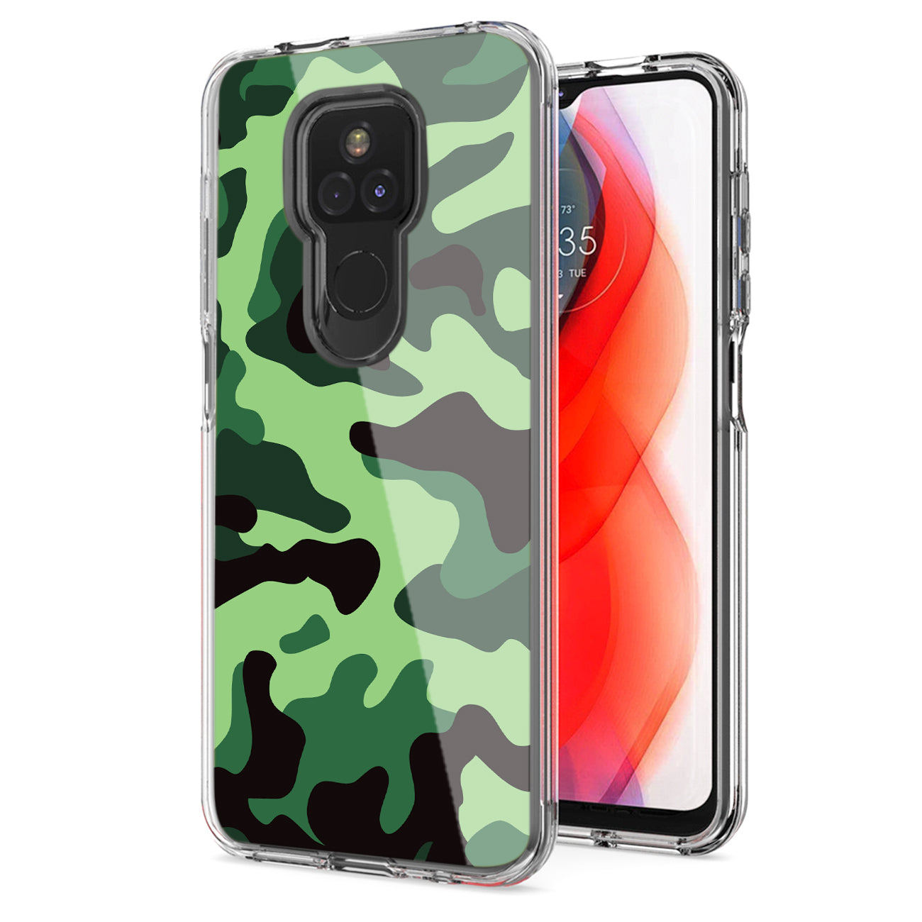 Camouflage Dual Layer Hybrid Hard Plastic and Soft TPU Rubber Case Cover for MOTOROLA G PLAY In Mint Green